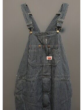 Round House Blue White Striped Workwear Bib Overalls Lot 45 Big & Tall 46x30